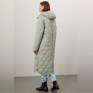 Women's Quilted Long Coat - Green
